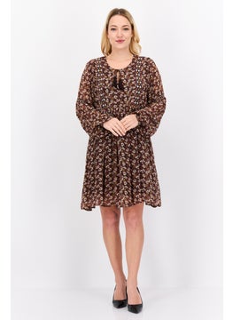 Pepe Jeans Women Floral Print Mini Dress, Brown Combo  - Image 3