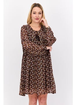 Pepe Jeans Women Floral Print Mini Dress, Brown Combo  - Image 1