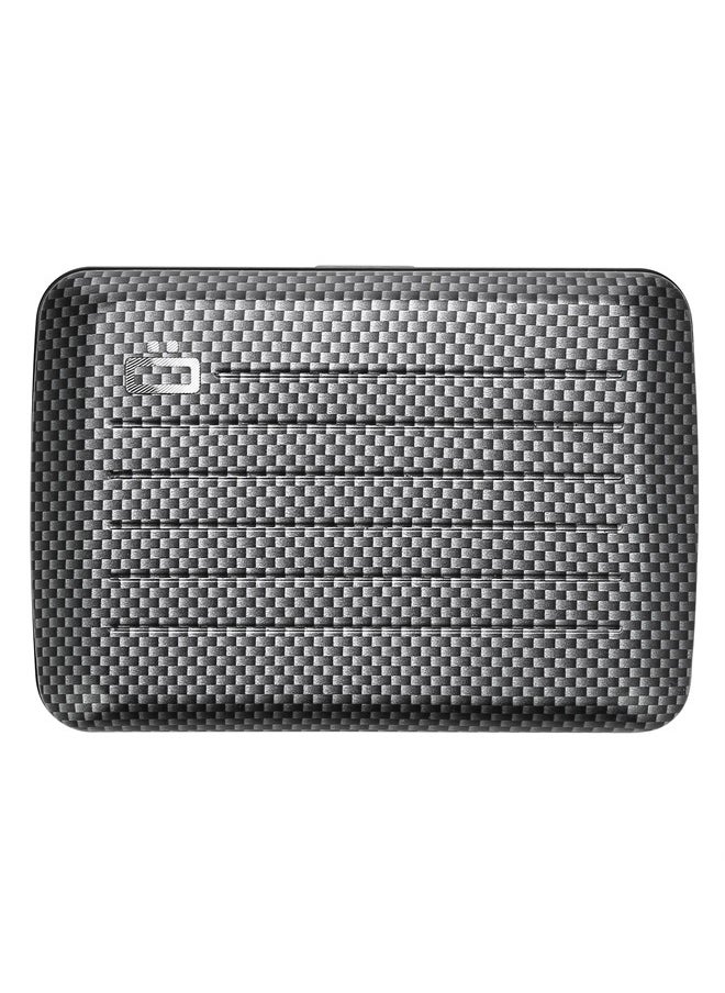 ÖGON -DESIGNS- - Aluminum wallet smart case V2 The original reinvented with a metal lock - Strong RFID blocking card holder - Water resistant - Carbon Effect (Thin Weave) - Image 1