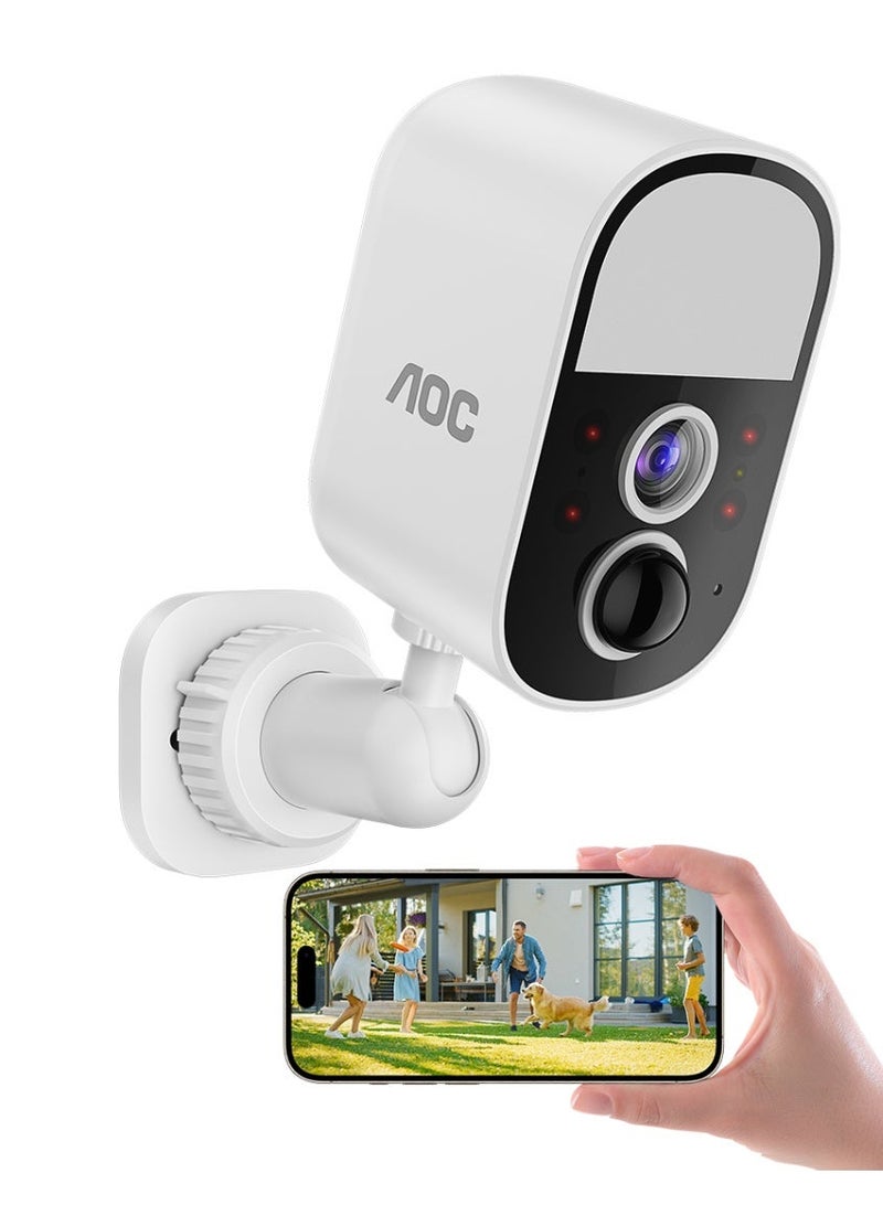 AOC Indoor Wireless Battery Camera, AI Image Enhanced  to 2K-Like Clarity, Up to 7-Day Battery Life, Three-Mode Switching, Two-Way Audio, Infrared Night Vision, Motion Detection,Supports Up to 128GB TF Card, 2.4GHz Wi-Fi Only. - Image 1