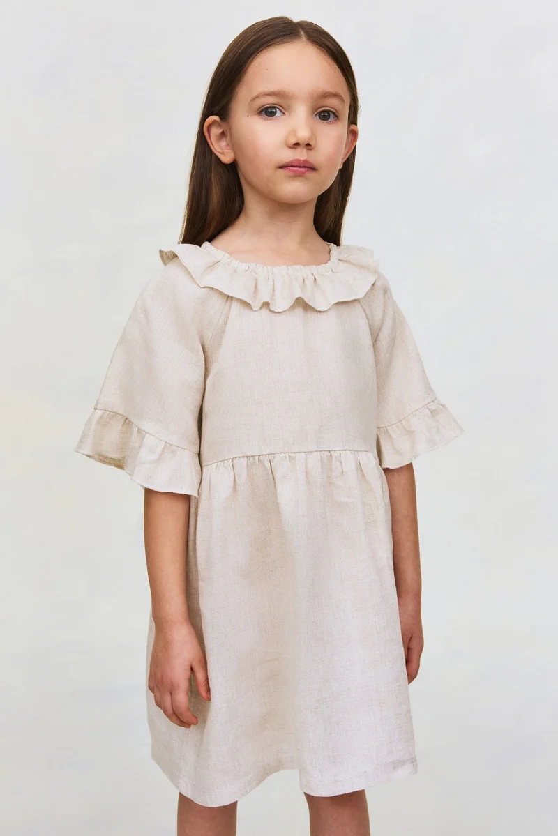 H&M Frill-collared linen dress