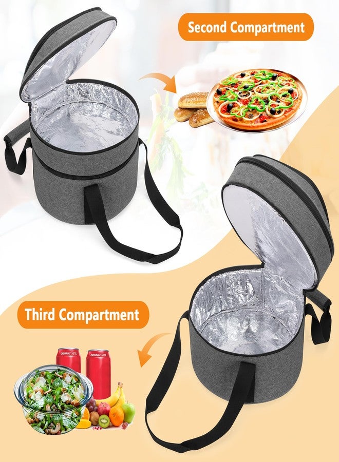Trunab Insulated Round Casserole Carrier for Hot or Cold Food - Double Decker Pie Carrier for Picnics, Camping & Parties - Image 3