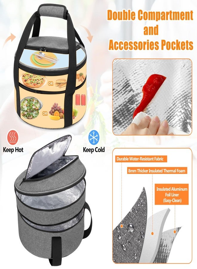 Trunab Insulated Round Casserole Carrier for Hot or Cold Food - Double Decker Pie Carrier for Picnics, Camping & Parties - Image 4