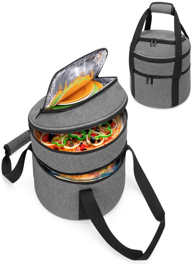 Trunab Insulated Round Casserole Carrier for Hot or Cold Food - Double Decker Pie Carrier for Picnics, Camping & Parties - Image 1