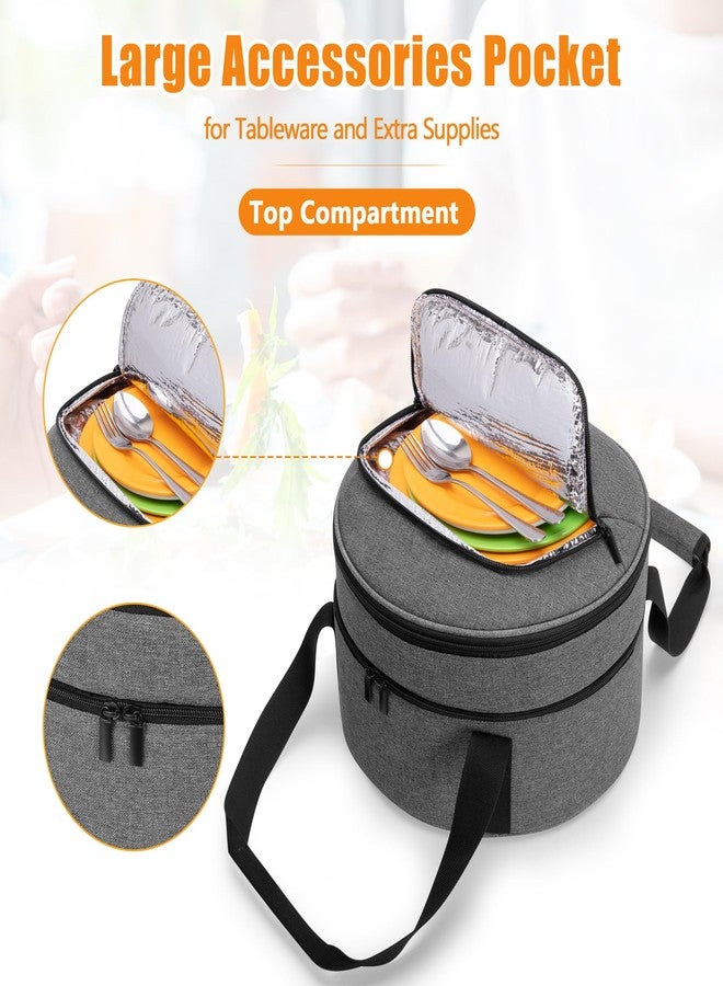 Trunab Insulated Round Casserole Carrier for Hot or Cold Food - Double Decker Pie Carrier for Picnics, Camping & Parties - Image 2