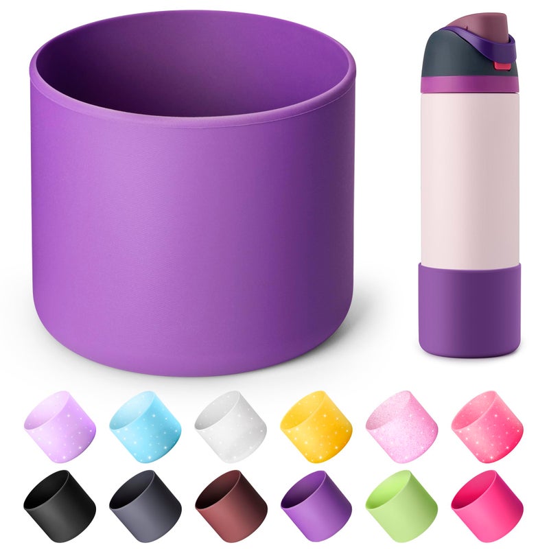 Diumepo Silicone Water Bottle Boot for Owala 24 oz, Anti-Slip Protective Sleeve for Owala Twist & FreeSip & Flip Stainless Steel Water Bottle, Boot Bottom Base for Owala (Purple) - Image 1