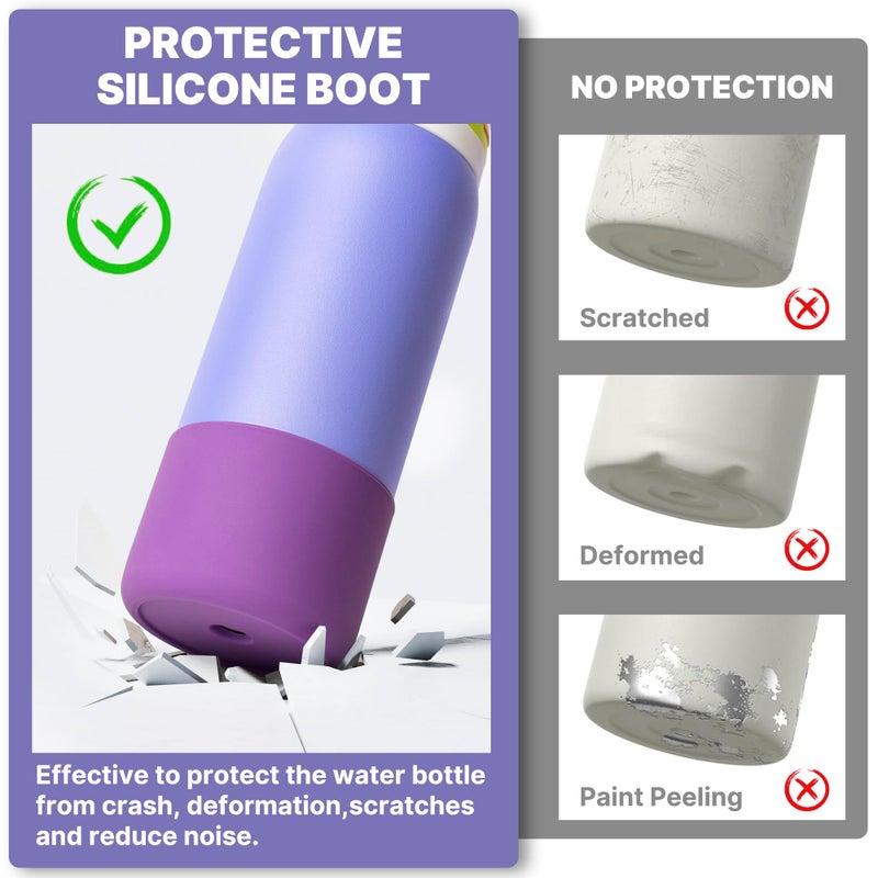Diumepo Silicone Water Bottle Boot for Owala 24 oz, Anti-Slip Protective Sleeve for Owala Twist & FreeSip & Flip Stainless Steel Water Bottle, Boot Bottom Base for Owala (Purple) - Image 4