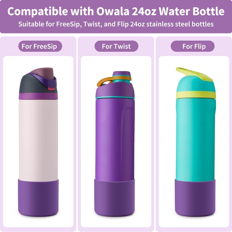 Diumepo Silicone Water Bottle Boot for Owala 24 oz, Anti-Slip Protective Sleeve for Owala Twist & FreeSip & Flip Stainless Steel Water Bottle, Boot Bottom Base for Owala (Purple) - Image 2