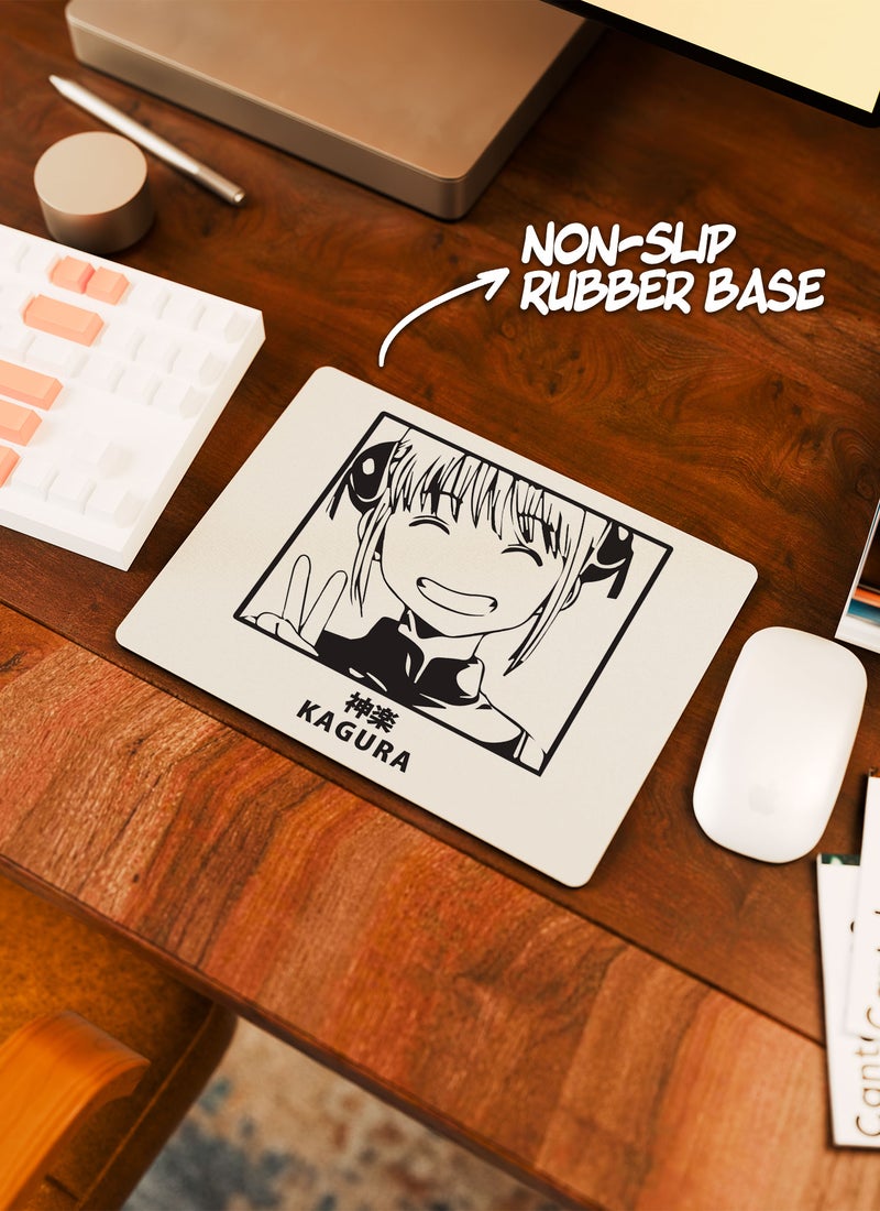 LOUD UNIVERSE Gintama Jar Gintama Anime Design Non-Slip Rubber Base Mouse Pad Cute Kagura Design Rectangular Desk Mouse Pad Cute Anime Print Cute Peace Sign-Anime Character Fan - Image 3