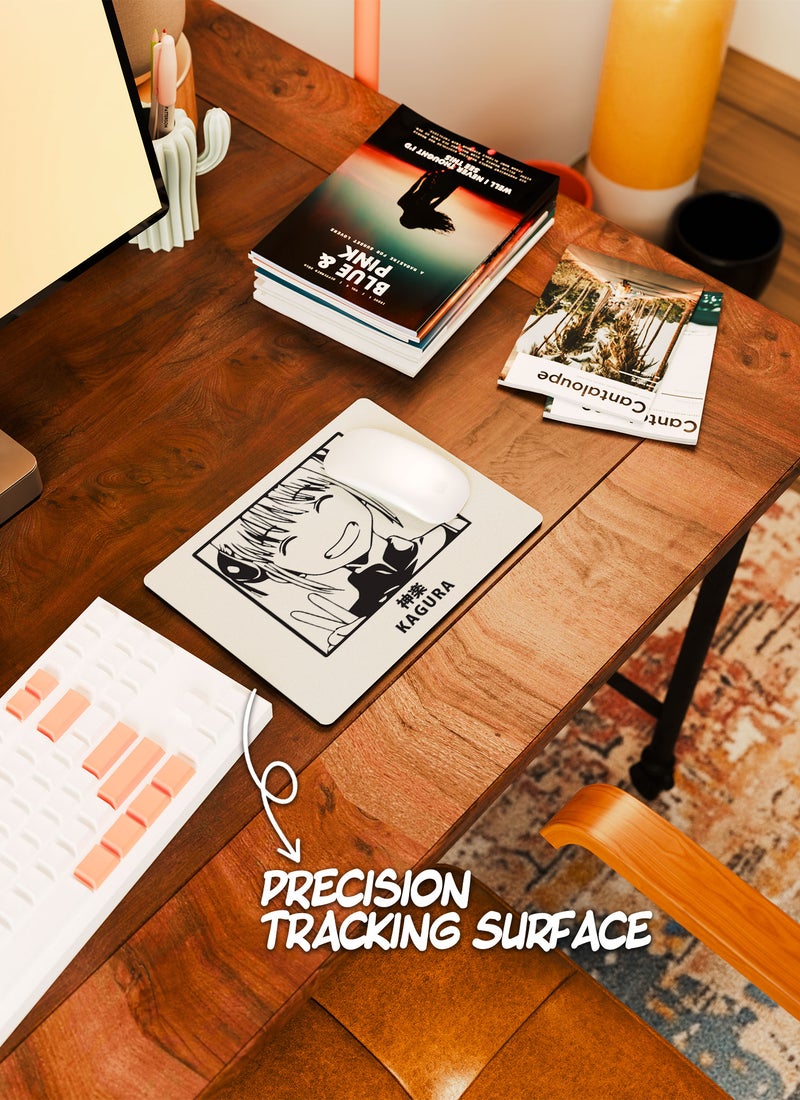LOUD UNIVERSE Gintama Jar Gintama Anime Design Non-Slip Rubber Base Mouse Pad Cute Kagura Design Rectangular Desk Mouse Pad Cute Anime Print Cute Peace Sign-Anime Character Fan - Image 4