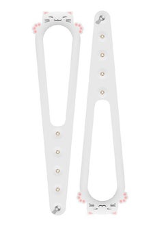 SRLIWHITE 2 Pack Adjustable Cat Door Latch & Stopper, 5-Position Door Strap for Keeping Dogs, Babies Away from Cat Litter Boxes, Food, Quick Release, Fits 14-28 cm (White * 2)  - Image 1