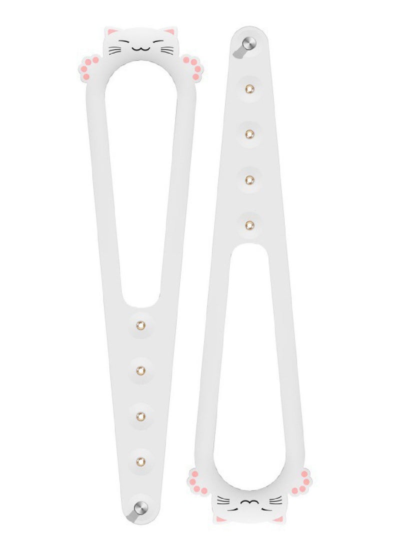 SRLIWHITE 2 Pack Adjustable Cat Door Latch & Stopper, 5-Position Door Strap for Keeping Dogs, Babies Away from Cat Litter Boxes, Food, Quick Release, Fits 14-28 cm (White * 2)  - Image 1
