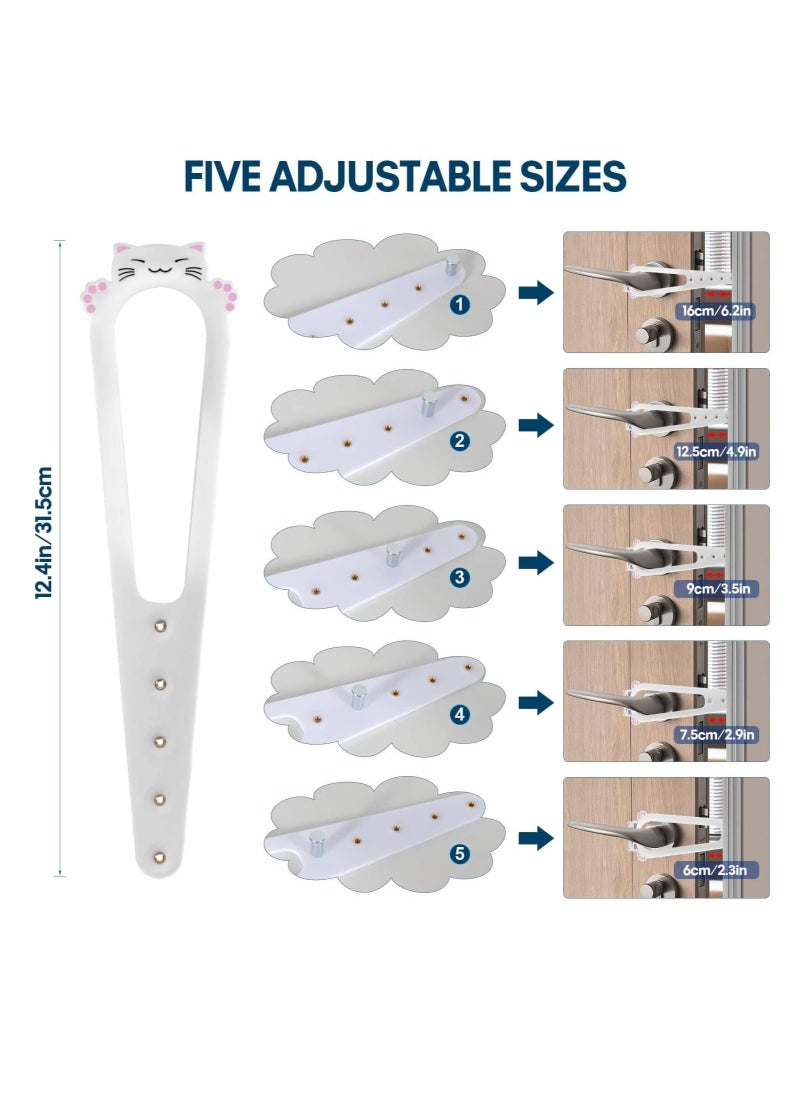 SRLIWHITE 2 Pack Adjustable Cat Door Latch & Stopper, 5-Position Door Strap for Keeping Dogs, Babies Away from Cat Litter Boxes, Food, Quick Release, Fits 14-28 cm (White * 2)  - Image 3