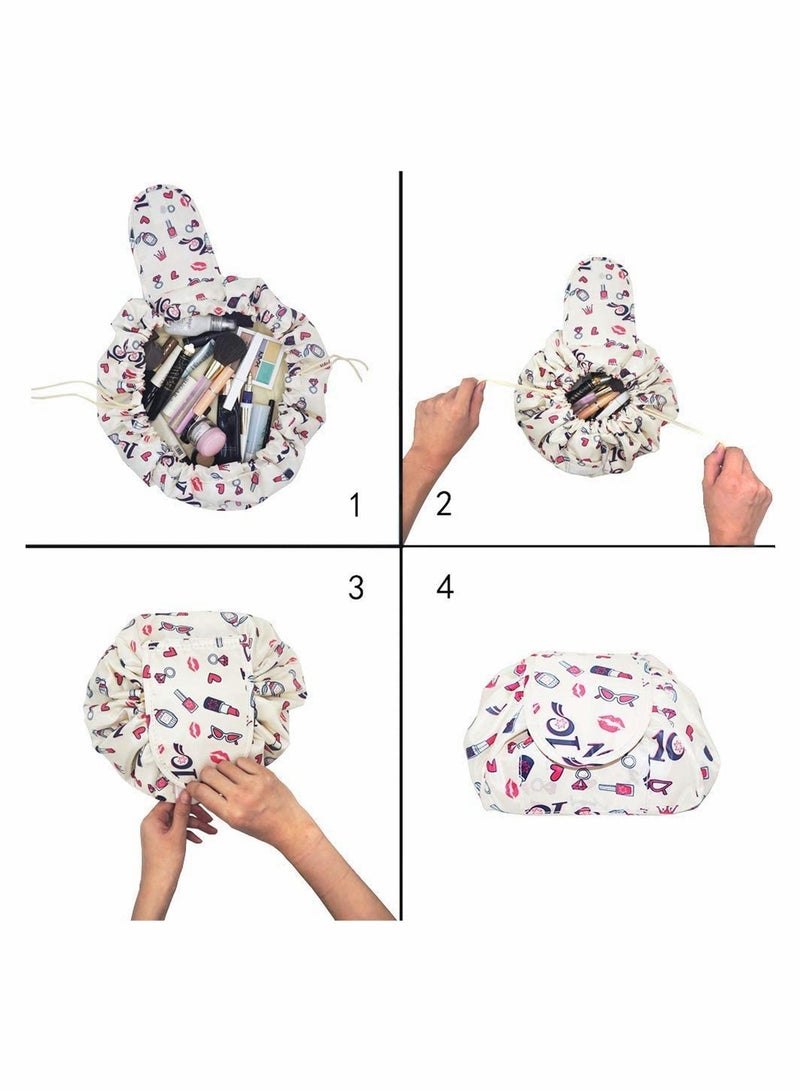 Large Capacity Drawstring Makeup Bag Portable Travel Cosmetic Organizer for Women Ideal for Lipstick and Toiletry Storage 7x10 Inch - Image 4