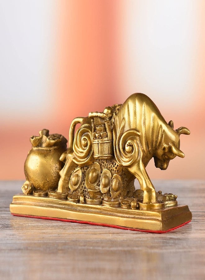 BRASSTAR Brass Feng Shui Bull Pulls Wealth with Coins Statue Fortune Luck Gather Figurine Business Gifts Financial Securities Mascot Office Home Decor TQZMPT1 - Image 5