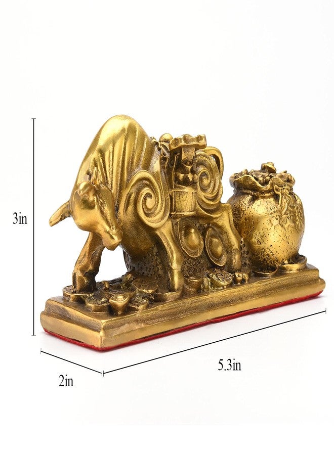 BRASSTAR Brass Feng Shui Bull Pulls Wealth with Coins Statue Fortune Luck Gather Figurine Business Gifts Financial Securities Mascot Office Home Decor TQZMPT1 - Image 2