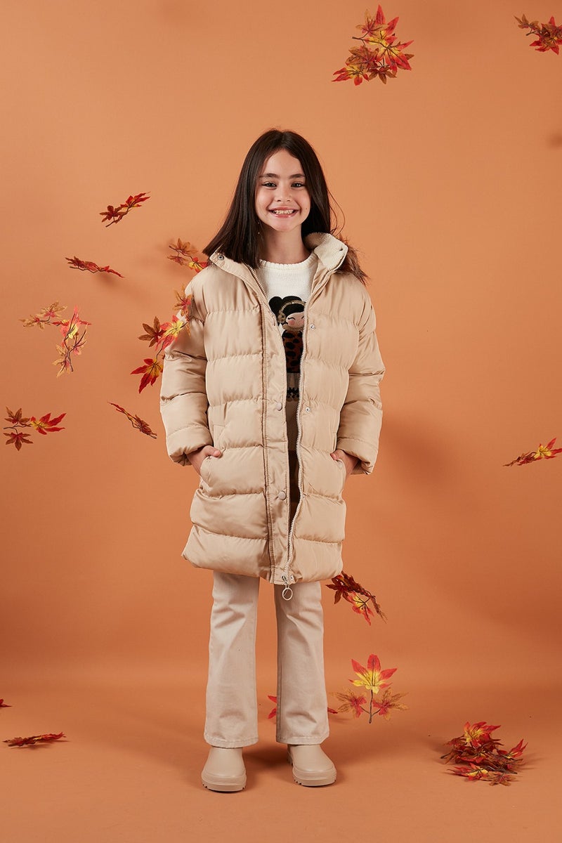 Lela Faux Fur Hooded Coat with Pockets Girls' Coat 6028720  - Image 1