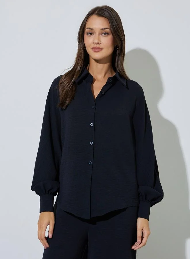 Styli Black Longline Shirt and Pants Co-Ords