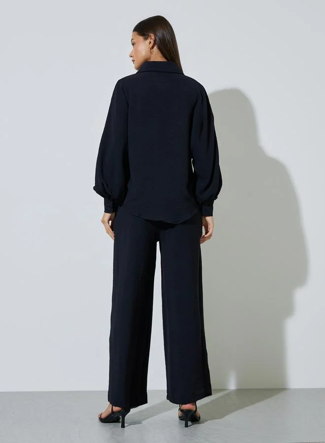 Styli  Black Longline Shirt and Pants Co-Ords for Women | Best Price UAE