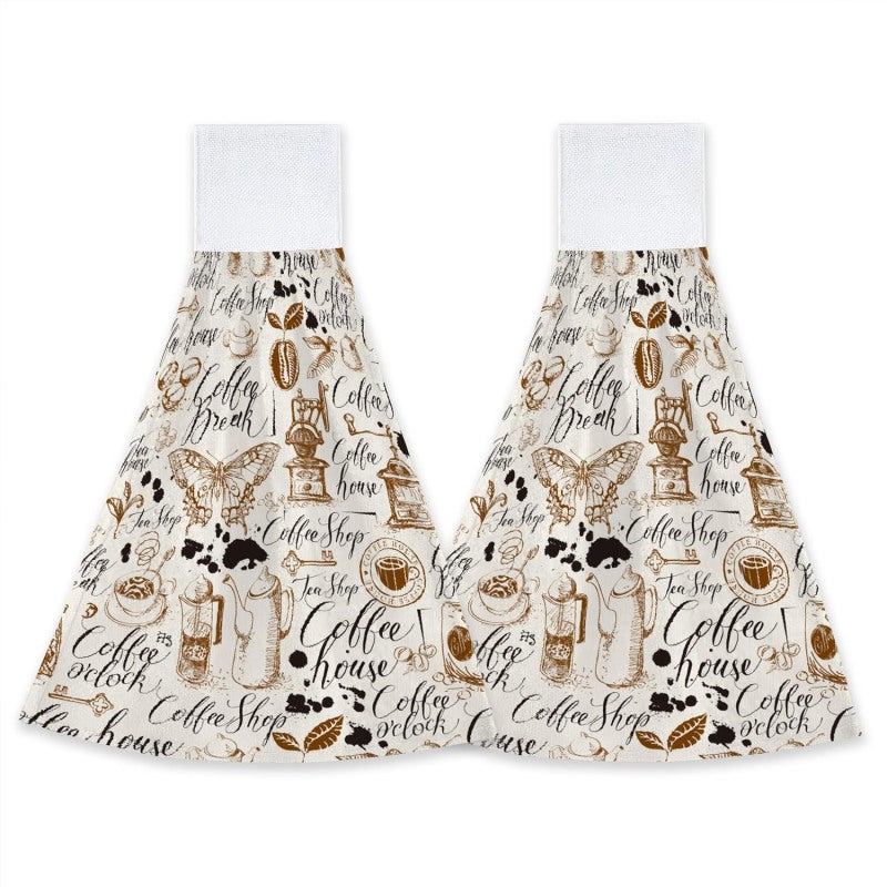 Microfiber Hand Towels 17.1" L X 12.4" W Super Absorbent - Quick Dry Hanging Loop Towels for Home Kitchen Bathroom RV Coffee Lovers - Image 1