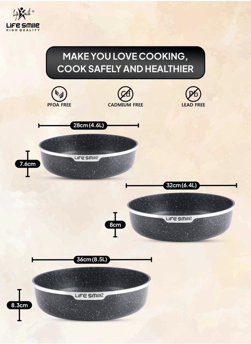 Life Smile Oven Pan Set - Non Stick PFOA Free Multi Layer Granite Coating Oven Dishes Tray - Die Cast Aluminum Body Bakware Pans, Suitable For Baking in Oven or Cooking on Stove  - Image 3