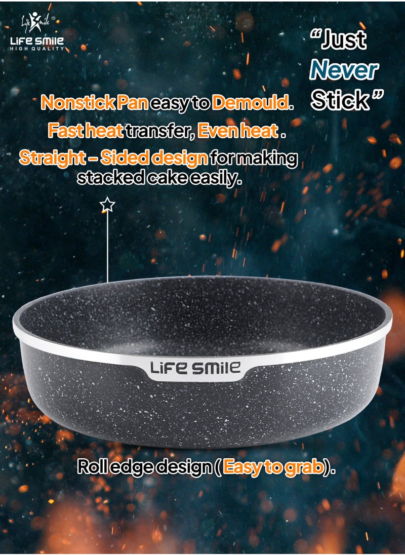 Life Smile Oven Pan Set - Non Stick PFOA Free Multi Layer Granite Coating Oven Dishes Tray - Die Cast Aluminum Body Bakware Pans, Suitable For Baking in Oven or Cooking on Stove  - Image 5