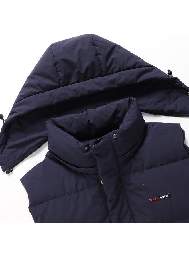 YaYa Winter Fashion Hooded Detachable Thickened Warm Men's Vest Down Vest Men - Image 4