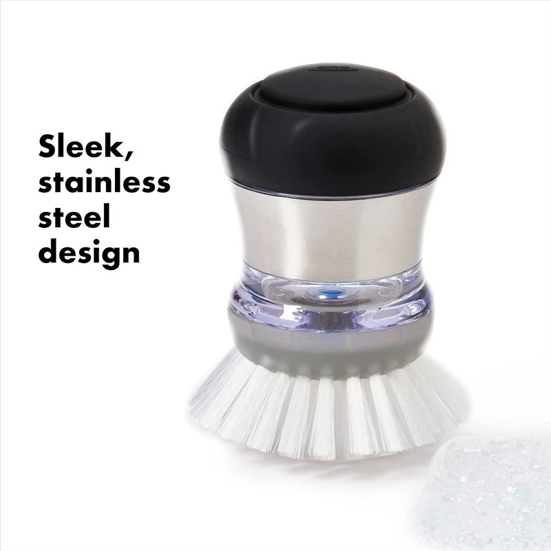OXO SteeL Soap Dispensing Palm Brush with Durable Nylon Bristles - Image 3