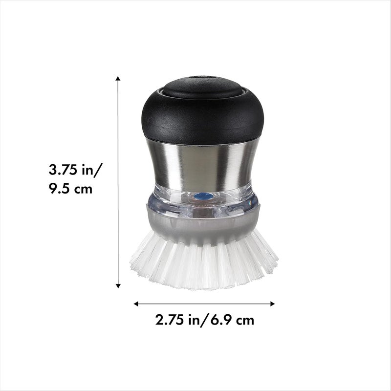 OXO SteeL Soap Dispensing Palm Brush with Durable Nylon Bristles - Image 2