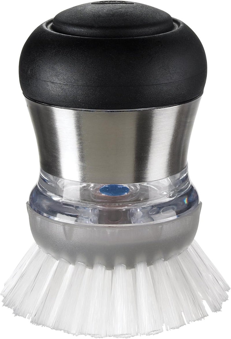OXO SteeL Soap Dispensing Palm Brush with Durable Nylon Bristles - Image 1