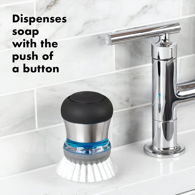 OXO SteeL Soap Dispensing Palm Brush with Durable Nylon Bristles - Image 5