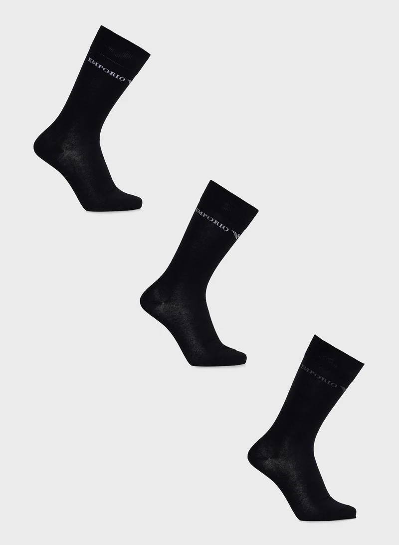EMPORIO ARMANI 3 Pack Logo Ankle Socks