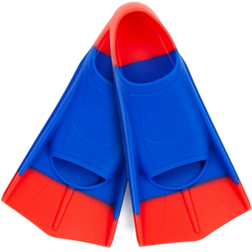 Prsca Kids Swim Fins,Short Youth Lap Swimming Flippers,Soft Silicone Training Fins for Children Girls Boys Beginners - Image 1