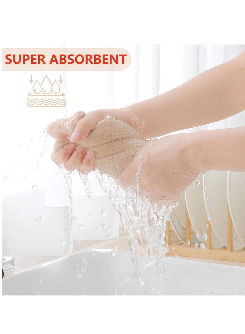 LUNA Home LUNA Home 100% cotton waffle weave kitchen dish cloths, ultra soft absorbent quick drying dish towels, 34x34CM, 6-pack, beige  - Image 4