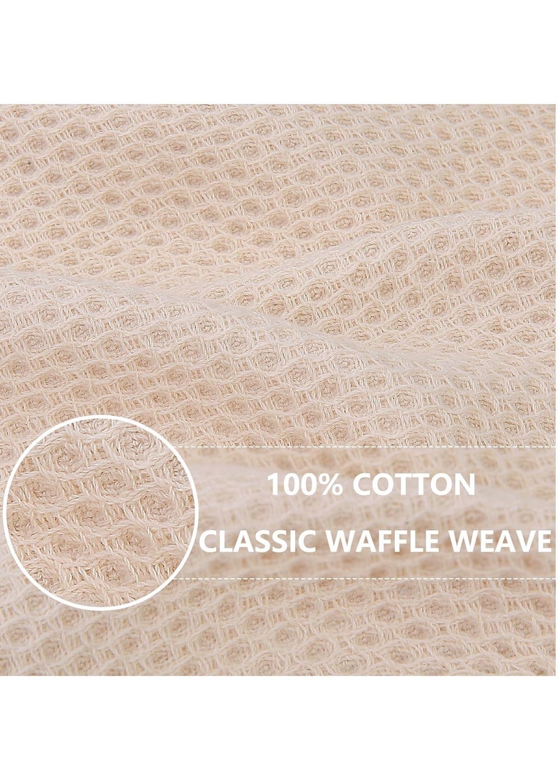 LUNA Home LUNA Home 100% cotton waffle weave kitchen dish cloths, ultra soft absorbent quick drying dish towels, 34x34CM, 6-pack, beige  - Image 3