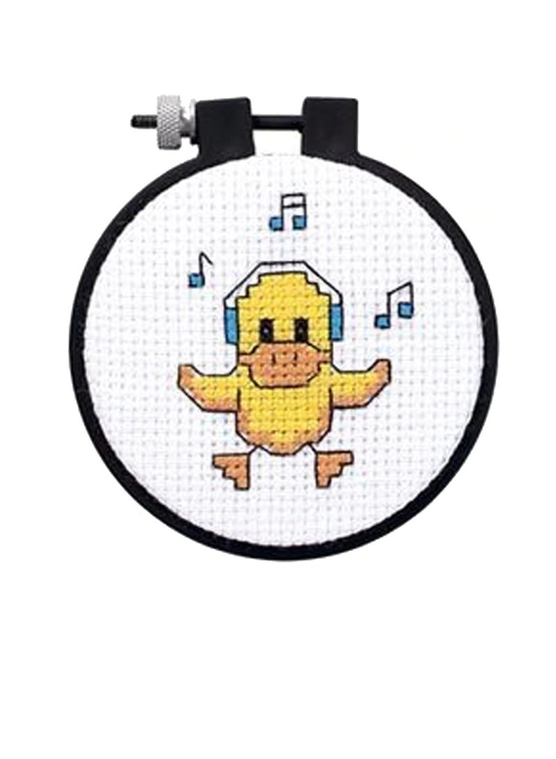 Dimensions/Learn-A-Craft Counted Cross Stitch Kit 3in Round Ducky - Image 1