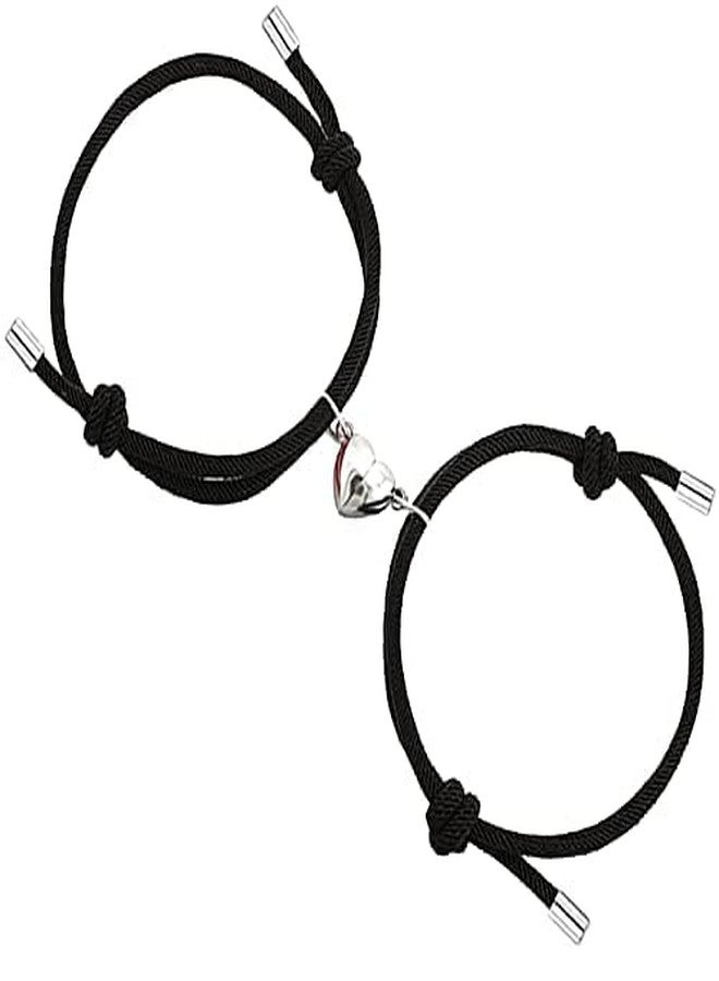BEAUTIVIA Two pieces Magnetic Couple Brceletss for Men Women, Magnetic Heart Attraction Matching Brcelets Lover Gifts forBoyfriend Girlfriend Best Friend (Black) - Image 4
