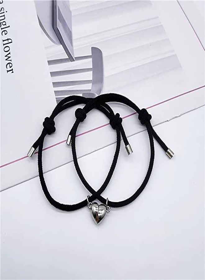 BEAUTIVIA Two pieces Magnetic Couple Brceletss for Men Women, Magnetic Heart Attraction Matching Brcelets Lover Gifts forBoyfriend Girlfriend Best Friend (Black) - Image 5