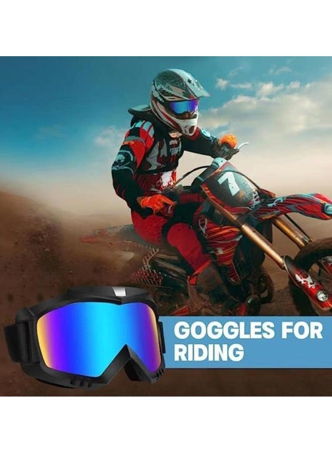 عام نظارات دراجات نارية، عبوة 2 قطعة لنظارات دراجات رباعية ذاتية التوازن، تحمي من الغبار ومضادة للضباب وعازلة للرياح، متوافقة مع الخوذات، للبالغين والرجال والنساء والشباب والأطفال. - Image 1