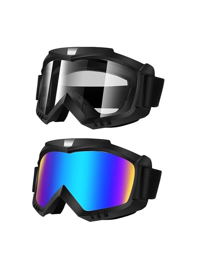 عام نظارات دراجات نارية، عبوة 2 قطعة لنظارات دراجات رباعية ذاتية التوازن، تحمي من الغبار ومضادة للضباب وعازلة للرياح، متوافقة مع الخوذات، للبالغين والرجال والنساء والشباب والأطفال. - Image 2