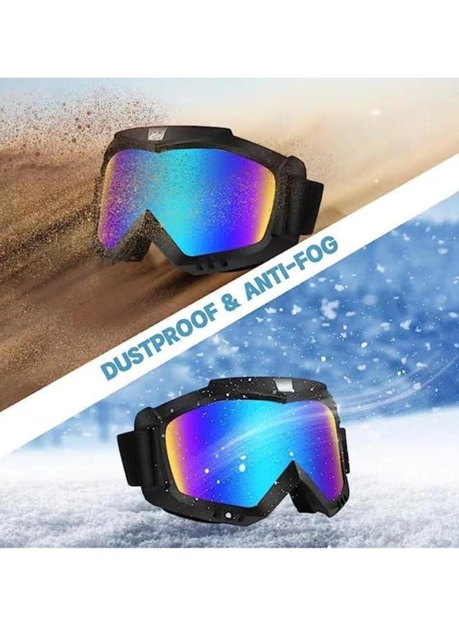 عام نظارات دراجات نارية، عبوة 2 قطعة لنظارات دراجات رباعية ذاتية التوازن، تحمي من الغبار ومضادة للضباب وعازلة للرياح، متوافقة مع الخوذات، للبالغين والرجال والنساء والشباب والأطفال. - Image 5