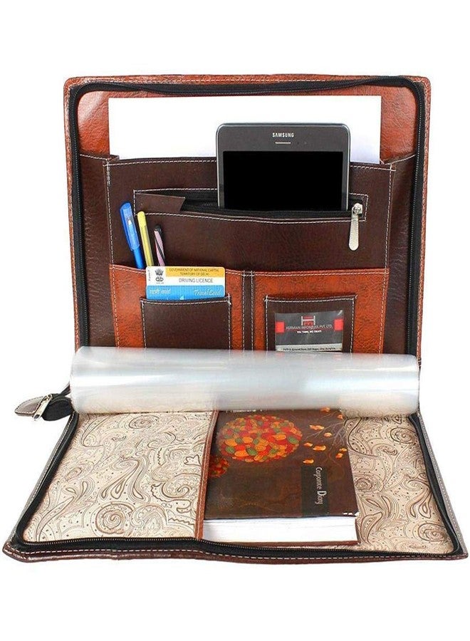 GreatDio® Leatherette Material Professional File Folders for Certificates, Documents Holder with 20 Leafs (Size-B4, Color: Mix Brown) - Image 2