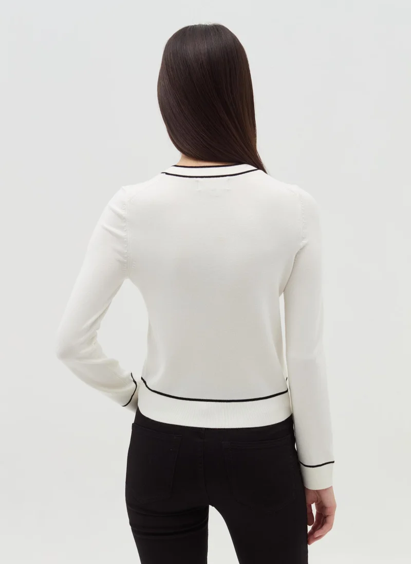 Ovs Pullover with contrasting striped edging