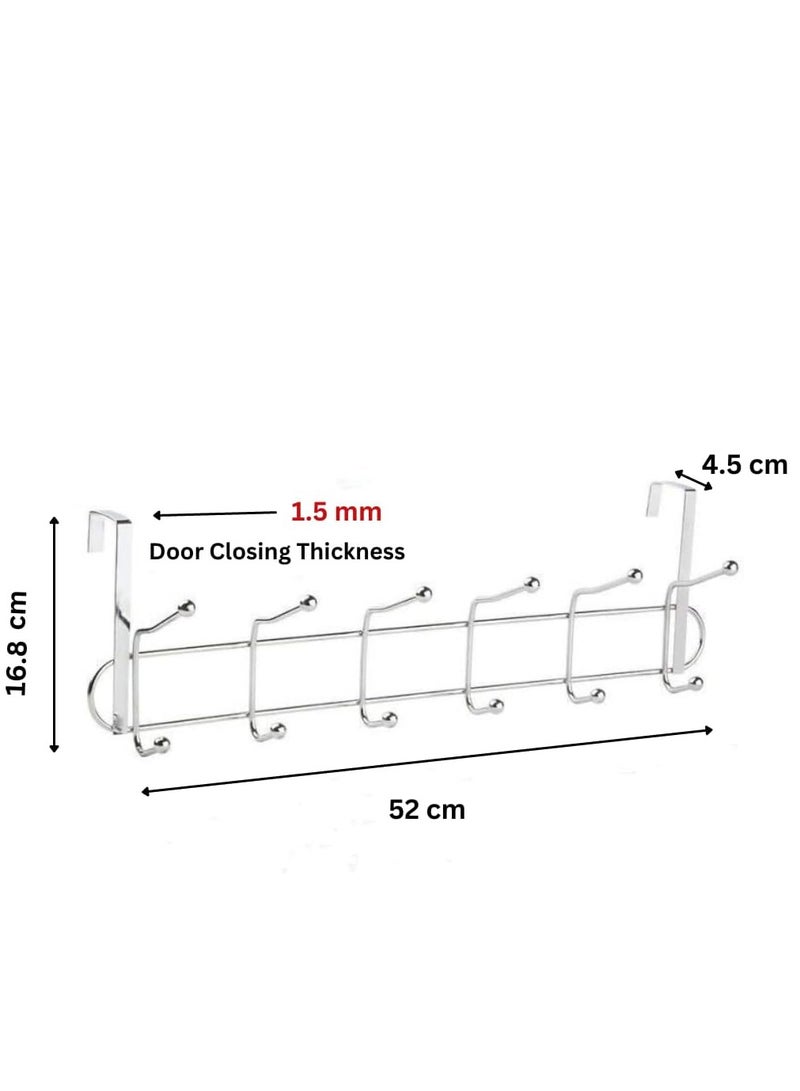 ANR Over The Door Hook Having 6 Hooks Heavy Duty Organizer Hanger Stainless Steel Towel Rack for Bedrooms Clothes Towels Purses Jackets and Bags Silver  - Image 2
