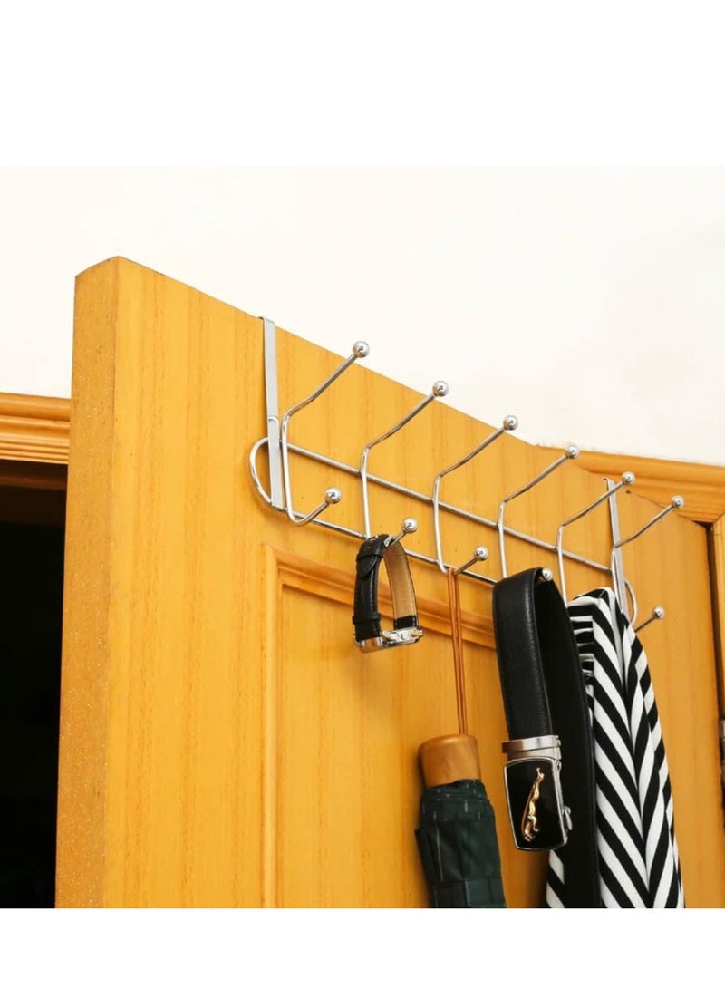 ANR Over The Door Hook Having 6 Hooks Heavy Duty Organizer Hanger Stainless Steel Towel Rack for Bedrooms Clothes Towels Purses Jackets and Bags Silver  - Image 5