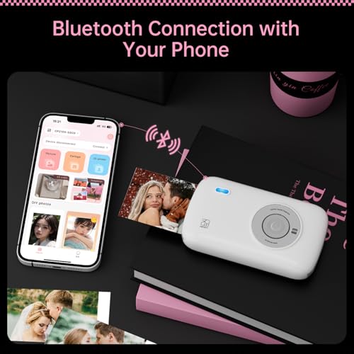 HPRT CP2100 Portable Photo Printer for iPhone & Android, 2 * 3 Instant Color Mini Printer, Bluetooth 5.0, Type-C Charging, Dye-Sublimation Tech, Initial 10 Sheets Included - Image 2