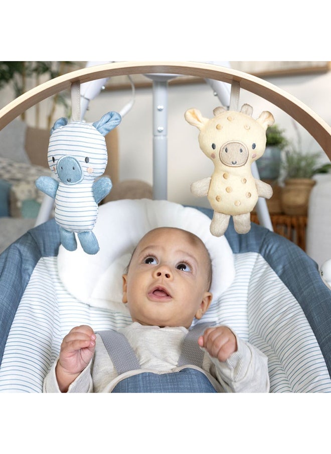 ingenuity - Simple Comfort Compact Soothing Swing With Usb Cord, Safety Harness, 2 Featuring Toys And Sounds, 0 - 9 Months, Chambray - Image 1