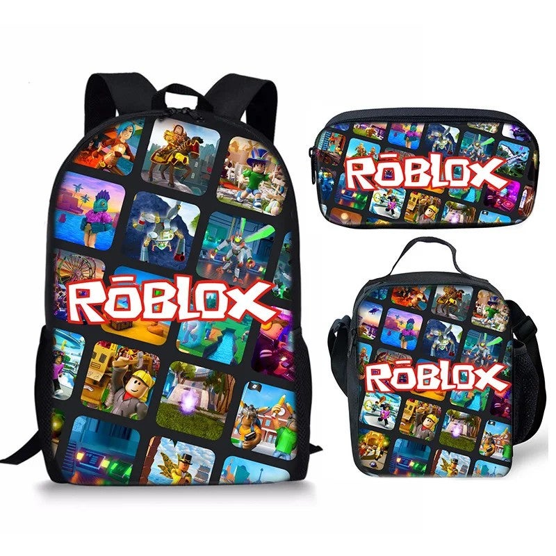 Bluejw 3D Printed Roblox Student Schoolbag Set Fashionable Waterproof Lunch Bag Pencil Case Backpack with Zipper Closure Made Polyester - Image 5