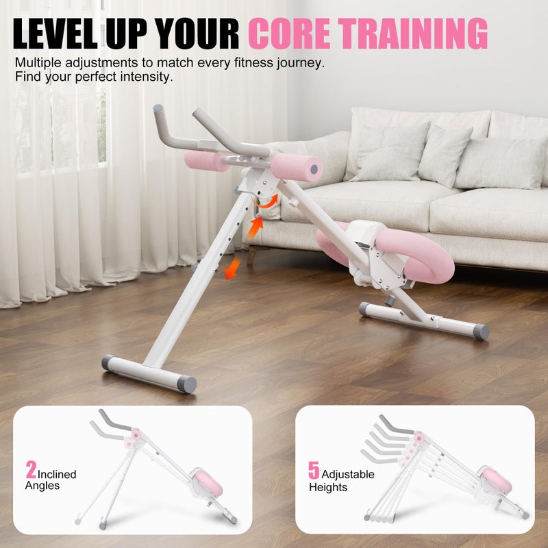 PAPIBLU Abdominal Trainers - Adjustable Ab Trainer Machine, Foldable Abdominal Workout Equipment with Knee Protection - Home Gym Systems for Men & Women - Pink - Image 2