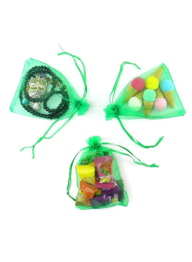 Bezall 100Pcs Organza Gift Bags Green, 5X7 Inch Drawstring Jewelry Pouches, Christmas Wedding Baby Shower Party Favor Bags - Image 5